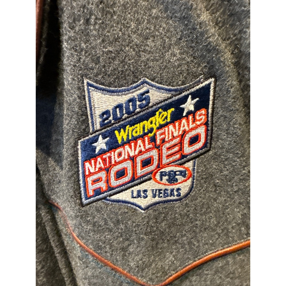 Gold Coast Mens 2005 Wrangler National Finals Rodeo Wool Leather Vest Grey XL - Picture 3 of 5
